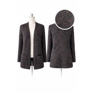 Target Metallic Eyelash Knit Open Front Cardigan XL Black Multicolor Shimmer